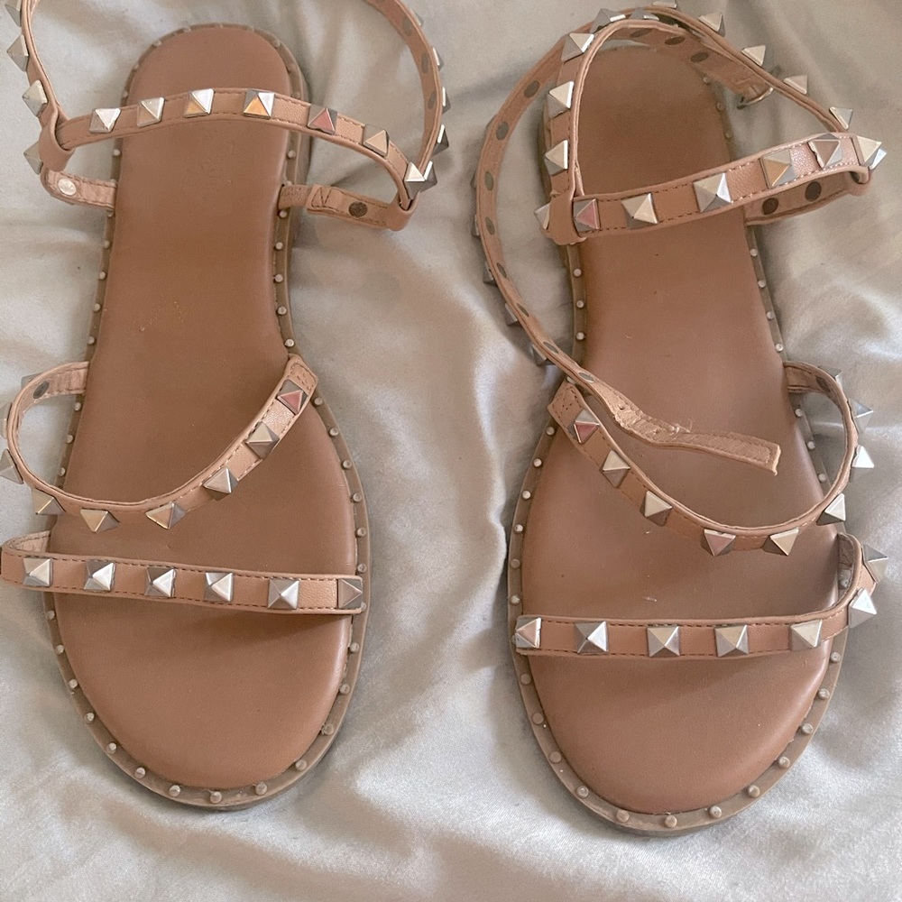 Sophia Taylor Tan Studded Strappy Sandals